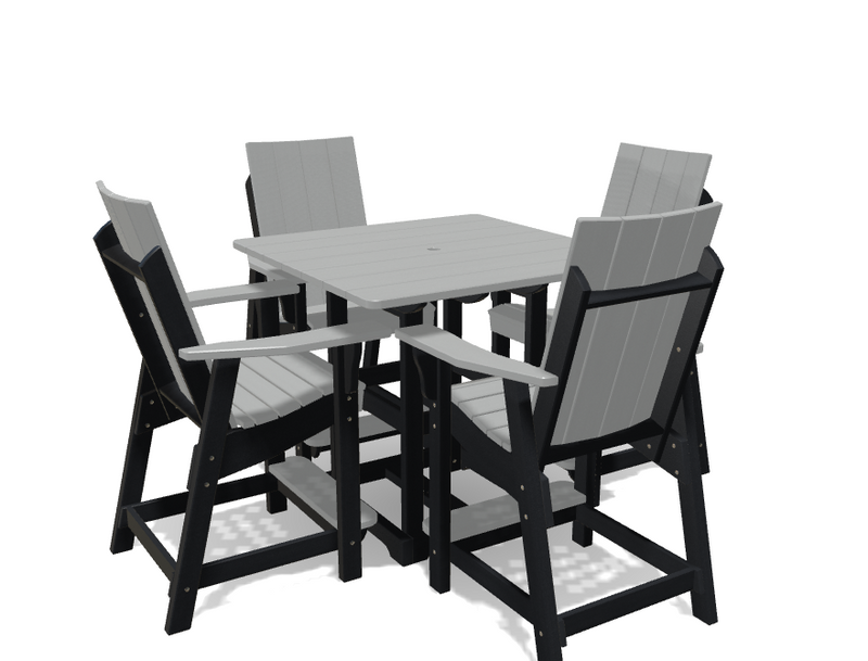 Square Bistro Table with 4 Modern Chairs