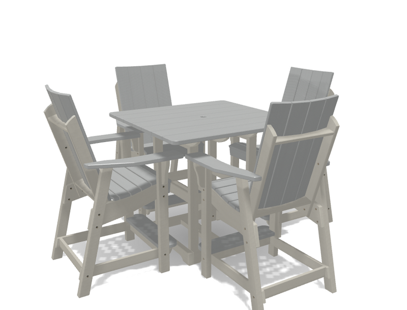 Square Bistro Table with 4 Modern Chairs