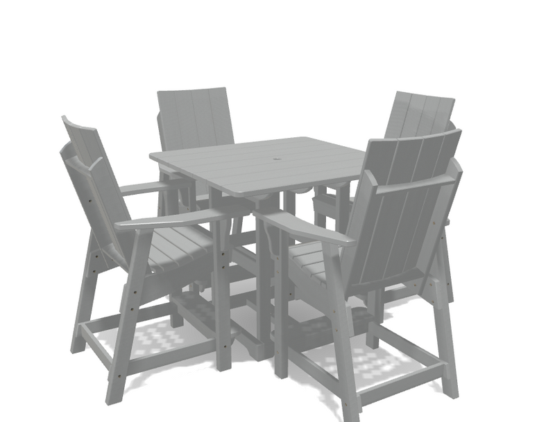 Square Bistro Table with 4 Modern Chairs