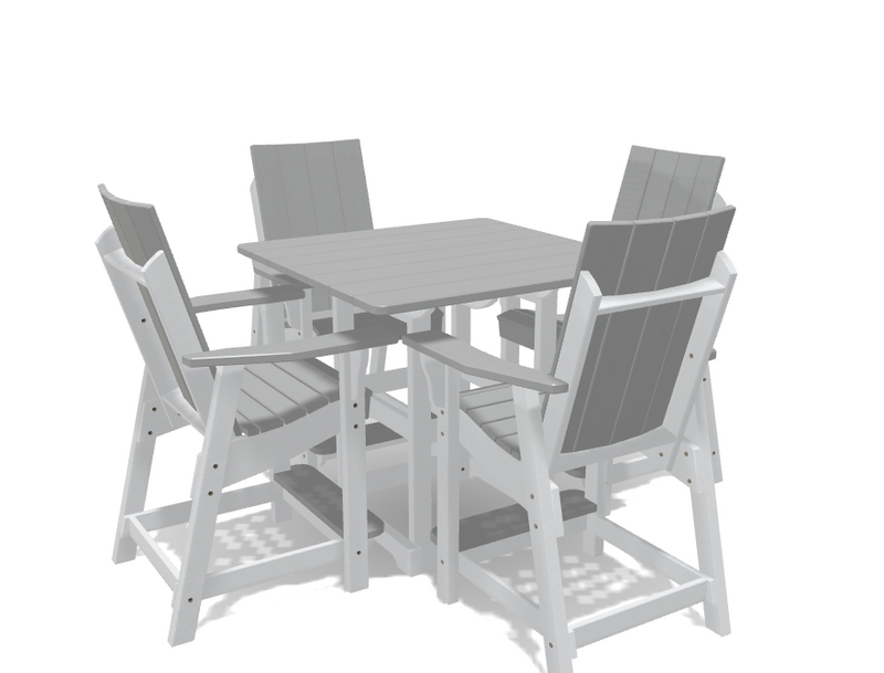 Square Bistro Table with 4 Modern Chairs