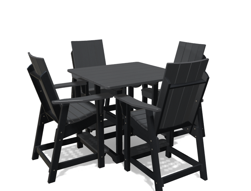 Square Bistro Table with 4 Modern Chairs