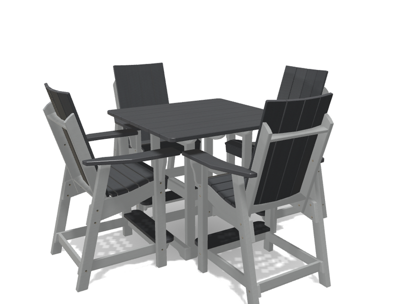 Square Bistro Table with 4 Modern Chairs
