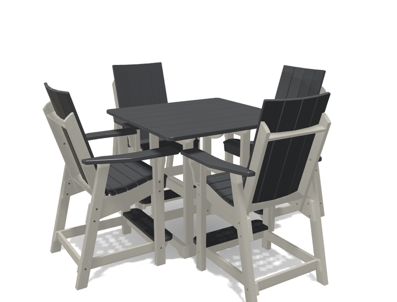 Square Bistro Table with 4 Modern Chairs