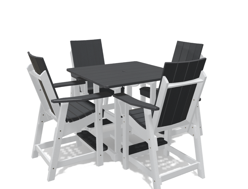 Square Bistro Table with 4 Modern Chairs