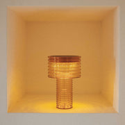 A portable solar lamp combining clean design, warm LED lighting, and up to 20 hours of wireless illumination.