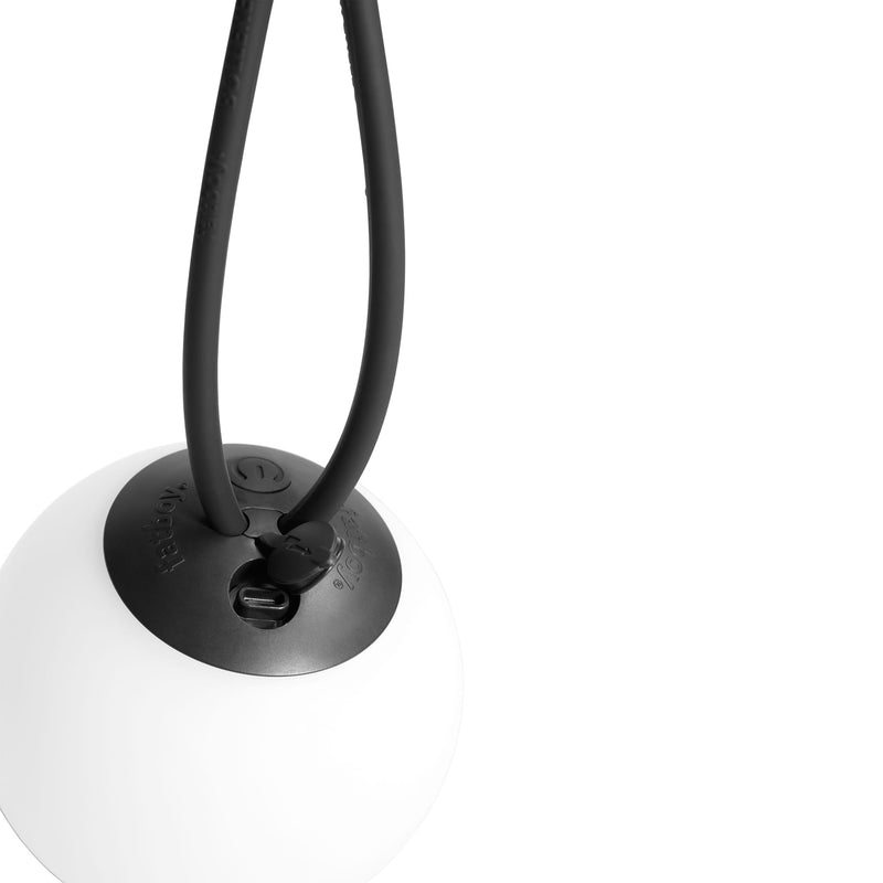 A compact lamp with warm light and long-lasting battery life.