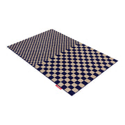 A modern rug with playful block patterns and everyday durability.