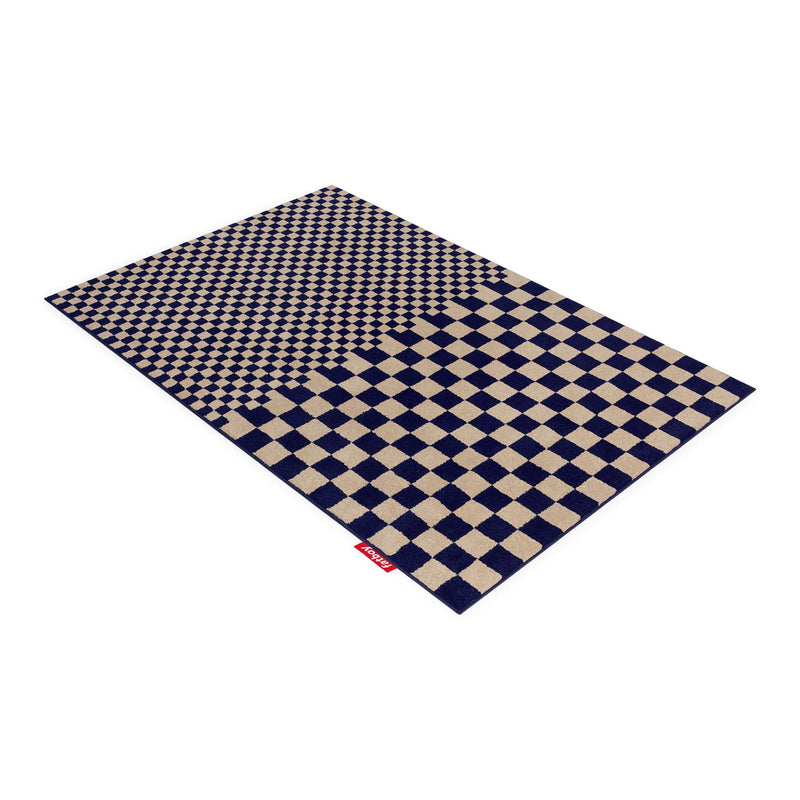 A modern rug with playful block patterns and everyday durability.