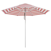 2.8m coral stripe Caspar Patio Umbrella by Basil Bangs with UPF50+ protection, marine-grade frame, and sleek design for durable outdoor elegance.