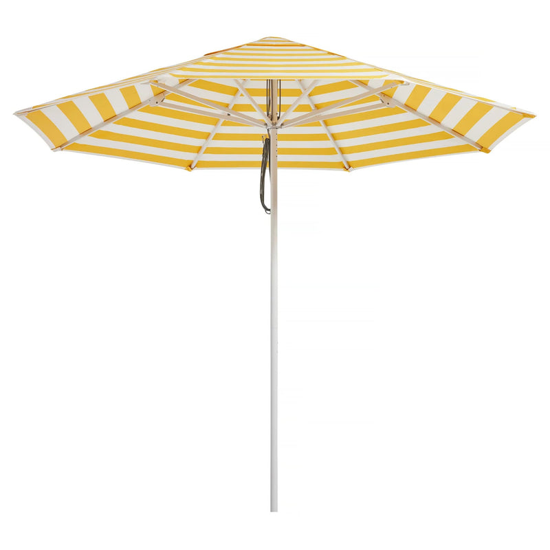 2.8m marigold Caspar Patio Umbrella by Basil Bangs with UPF50+ protection, marine-grade frame, and sleek design for durable outdoor elegance.
