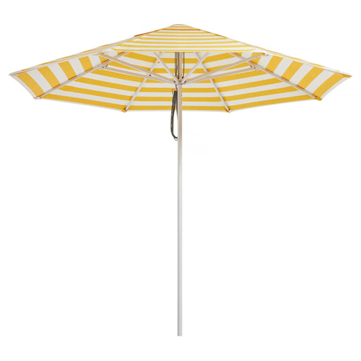 2.8m marigold Caspar Patio Umbrella by Basil Bangs with UPF50+ protection, marine-grade frame, and sleek design for durable outdoor elegance.