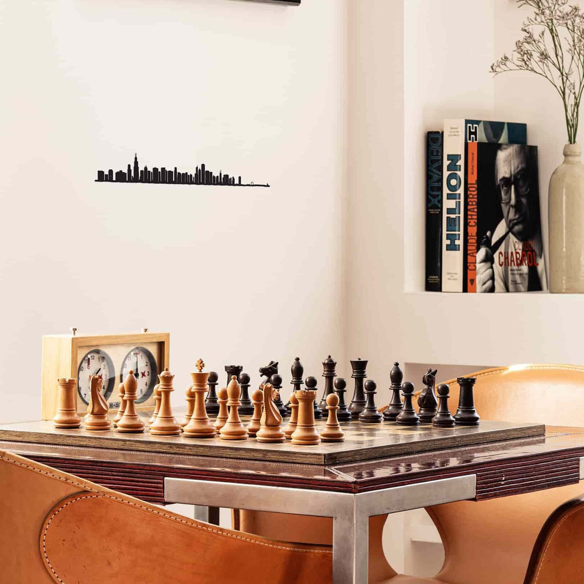 Minimalist Chicago Line art showcases the city’s architectural grandeur, including Lake Point Tower and Lake Michigan.