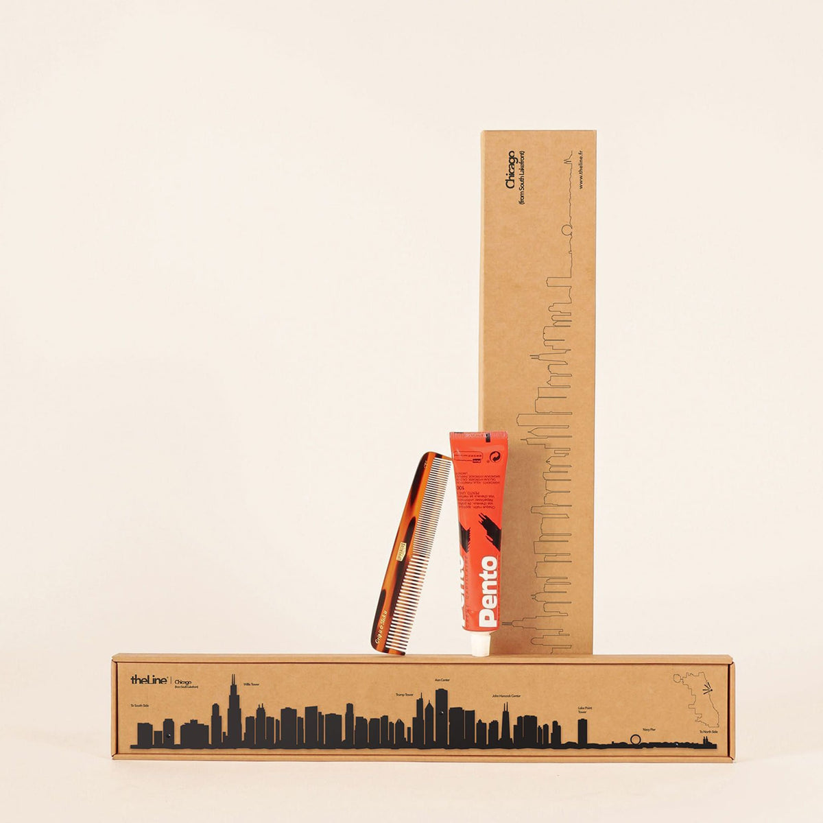 Elegant Chicago Line art captures the skyline&#39;s essence, including landmarks like Trump Tower and Lake Point Tower.