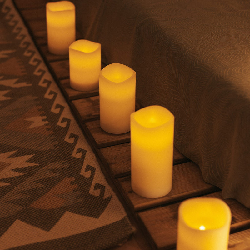Three flameless candles designed for sophisticated styling and gentle ambient illumination.