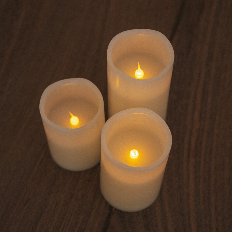 Create depth and warmth with three LED candles, each offering a realistic flame effect and soft glow.