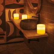 Natural wax meets modern LED technology for safe, elegant candlelight indoors or outdoors.