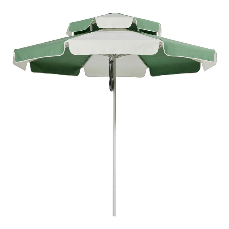 Double Caspar Patio Umbrella by Basil Bangs with a 280 cm canopy, UPF50+ sun protection, and elegant Hollywood Regency design.