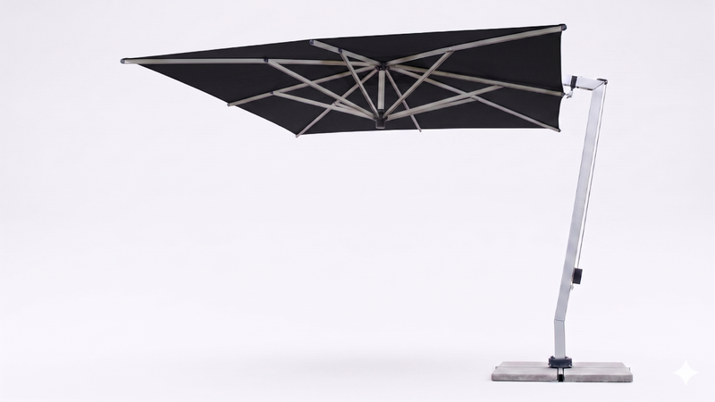 Black FIM C09 patio umbrella with a white background