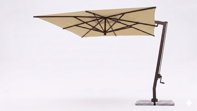FIM C09 umbrella in Sunbrella Antique Beige with Peppercorn Brown Frame