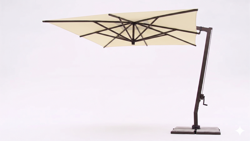 FIM C09 umbrella in Sunbrella Canvas Canvas with Peppercorn Brown Frame