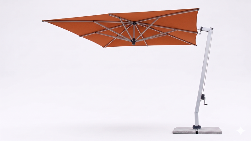 FIM C09 umbrella in Sunbrella Canvas Rust with Silver Frame
