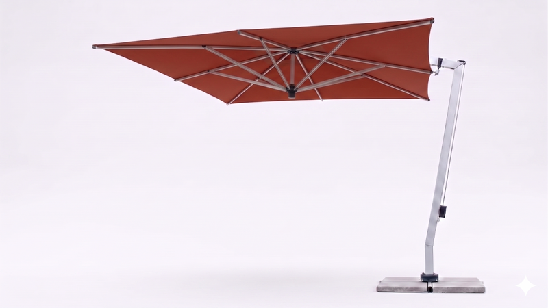FIM C09 umbrella with Sunbrella Canvas Terracota with Silver Frame
