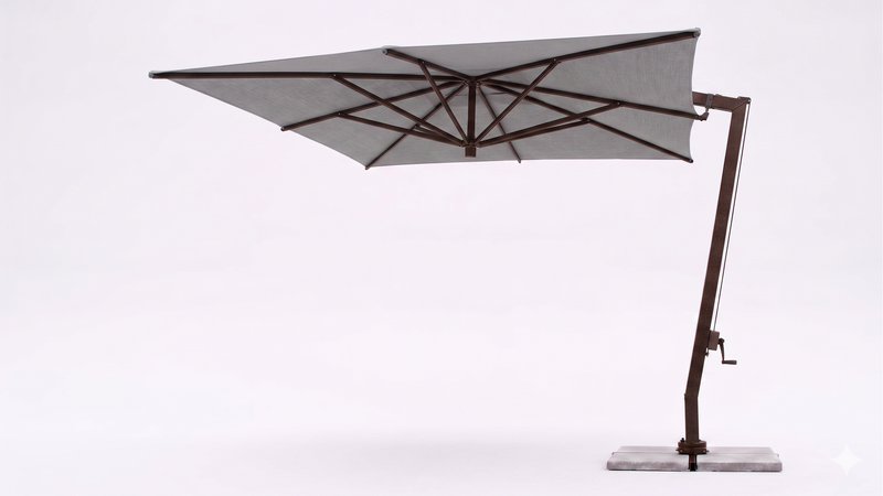FIM C09 umbrella in Sunbrella Canvas Granite with Peppercorn Brown Frame