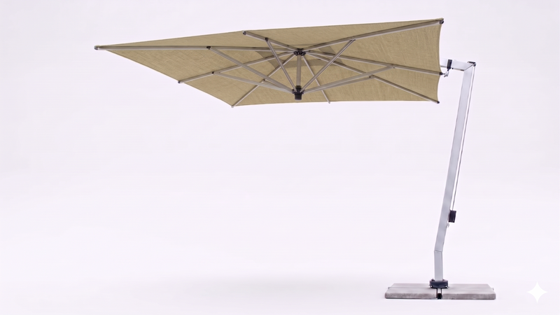 FIM C09 umbrella in Sunbrella Heather Beige with Silver Frame