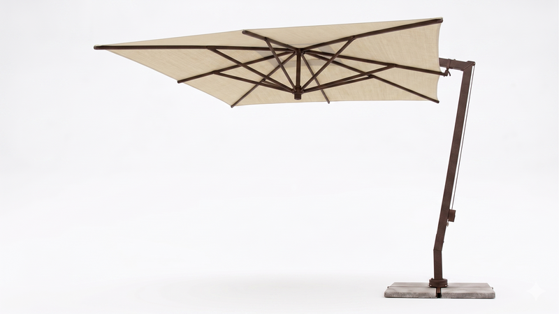 FIM C09 umbrella in Sunbrella Heather Beige with Peppercorn Brown Frame