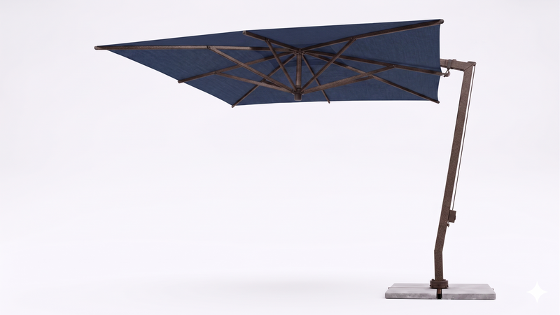 FIM C09 umbrella in Sunbrella Canvas Navy with Peppercorn Brown Frame