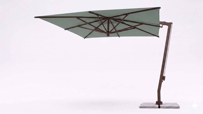 FIM C09 umbrella in Sunbrella Canvas Spa with Peppercorn Brown Frame
