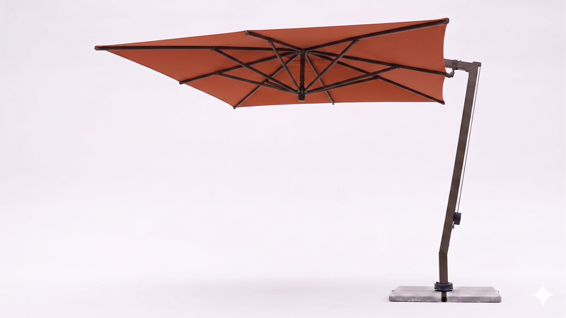 FIM C09 umbrella in Sunbrella Canvas Terracota with Peppercorn Brown Frame