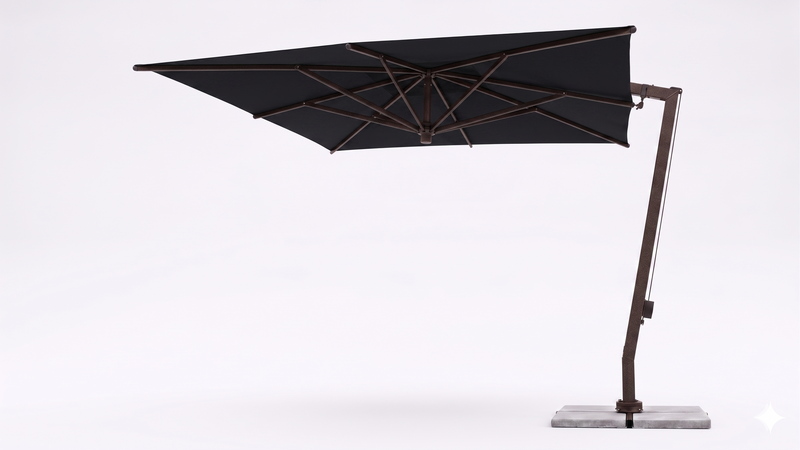 FIM C09 umbrella sunbrella canvas black with peppercorn brown frame