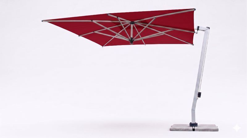 FIM C09 in Sunbrella Canvas Jockey Red with Silver Frame