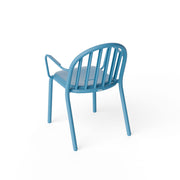 Side view of Fred’s Armchair, showing its ergonomic design and flat slats for added comfort.