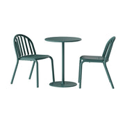 Fred's Bistro Set by Fatboy in dark sage offering a modern and stylish look with a robust table and chairs, perfect for refined outdoor dining.