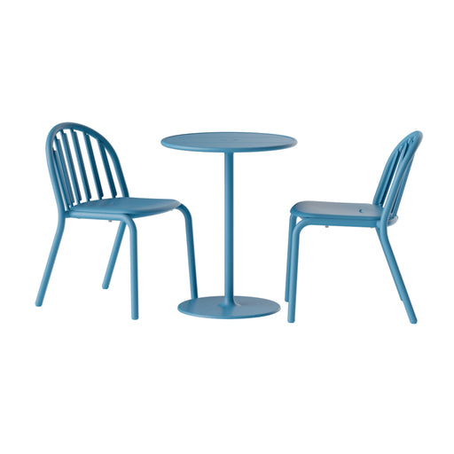 Fred's Bistro Set by Fatboy in wave blue offering a modern and stylish look with a robust table and chairs, perfect for refined outdoor dining.