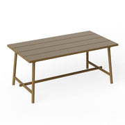 Fred’s Medium Table in mochaccino is a modern aluminum outdoor table for shared meals.