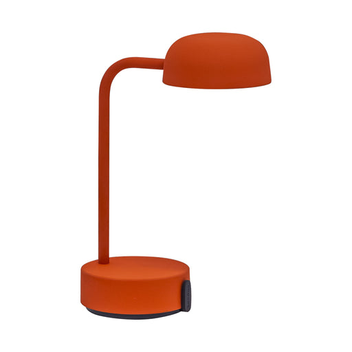 Fokus Orange LED table lamp by Kooduu: sleek, rechargeable, dimmable lighting with 2700K warm glow, perfect for modern Canadian homes.