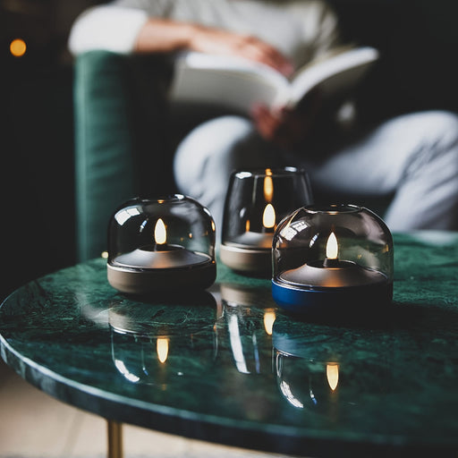 Kooduu Glow 08 candle holder: a sleek, Danish-inspired design with rechargeable Shine LED candle compatibility.