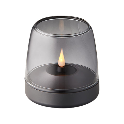 Kooduu Glow 10 candle holder in Smokey Grey: elegant Danish design with rechargeable LED candle for 100+ hours of flameless ambiance.