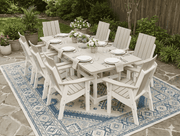 Krahn outdoor dining table set on a deck 