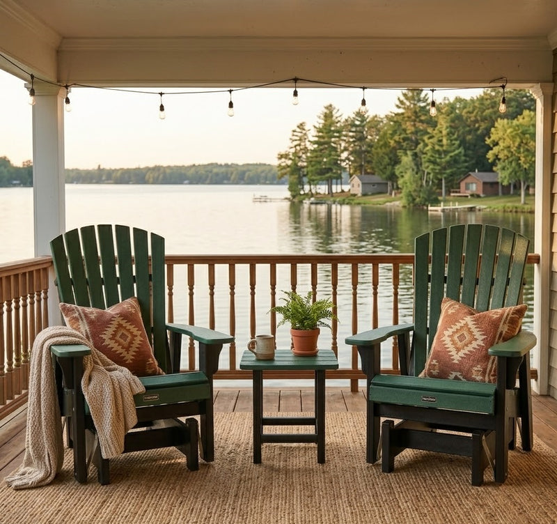 Krahn outdoor poly gliders on deck by lake 