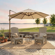 Krahn outdoor poly gliders on patio with umbrella 