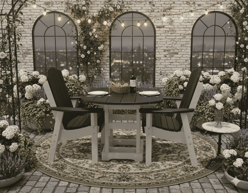 Krahn outdoor dining table and chairs in an outdoor bistro garden setting