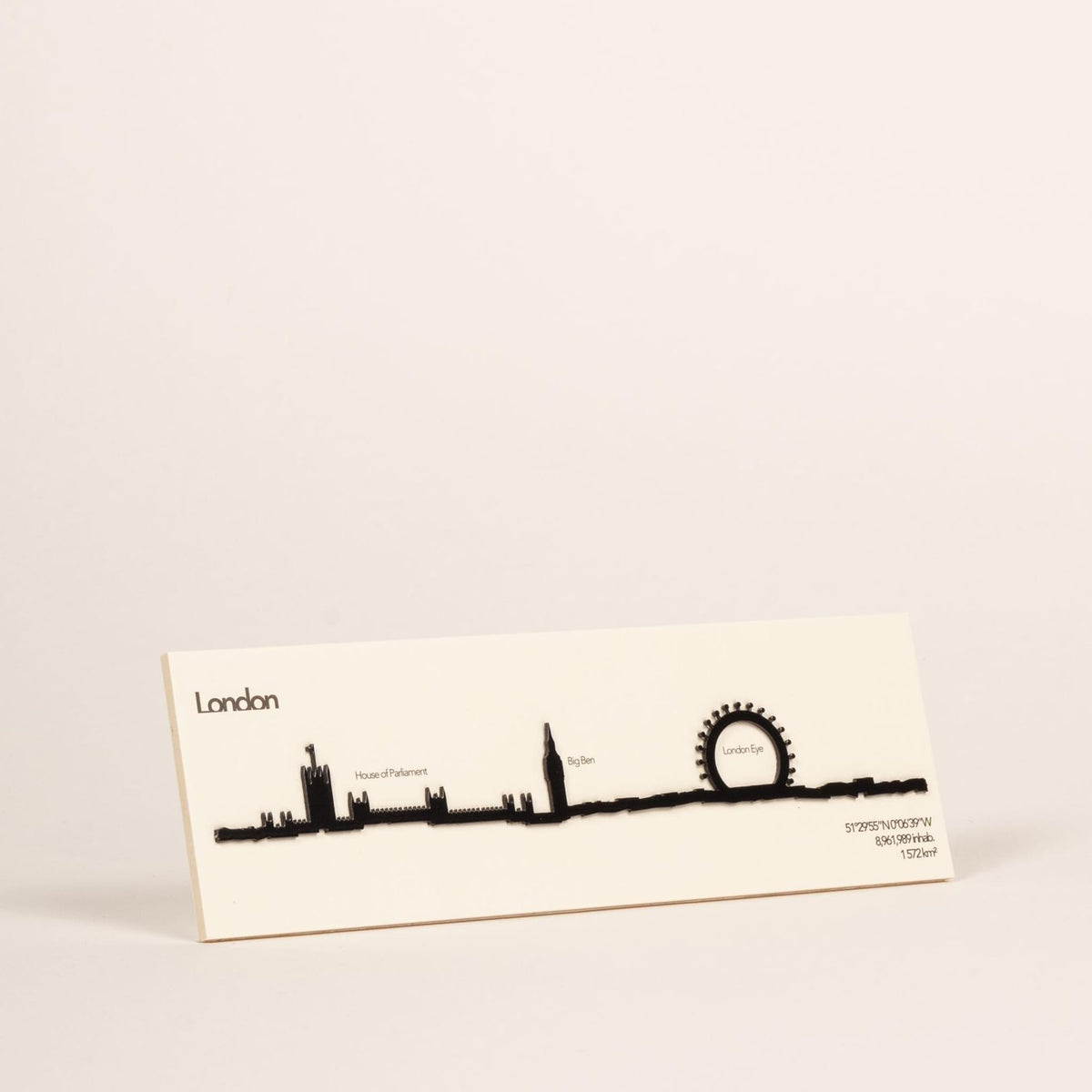 The London Line showcases the Thames-side skyline, including the House of Parliament, in a sleek, modern design.