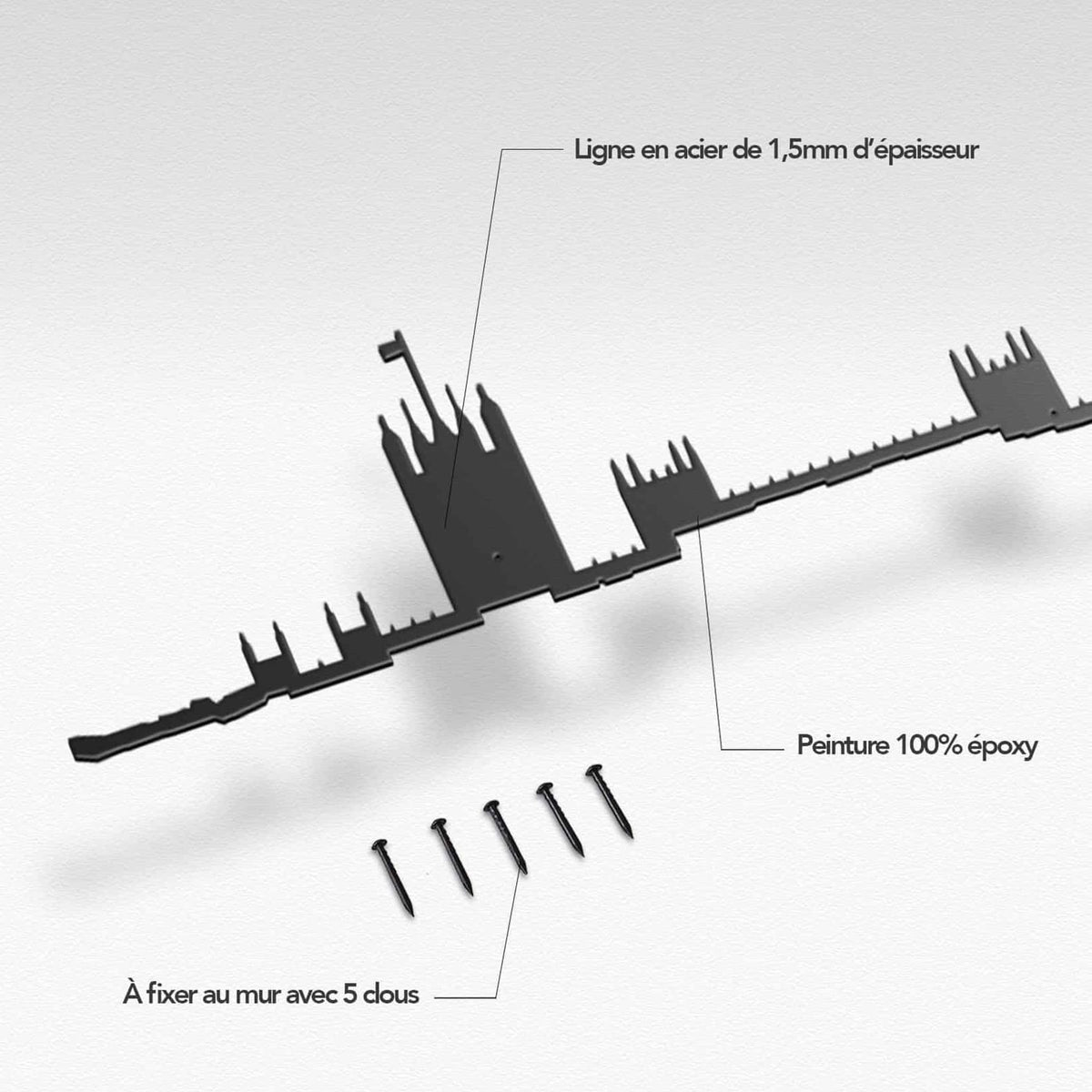 125 cm London Line silhouette captures the grandeur of the city&#39;s historic skyline for stylish home décor.
