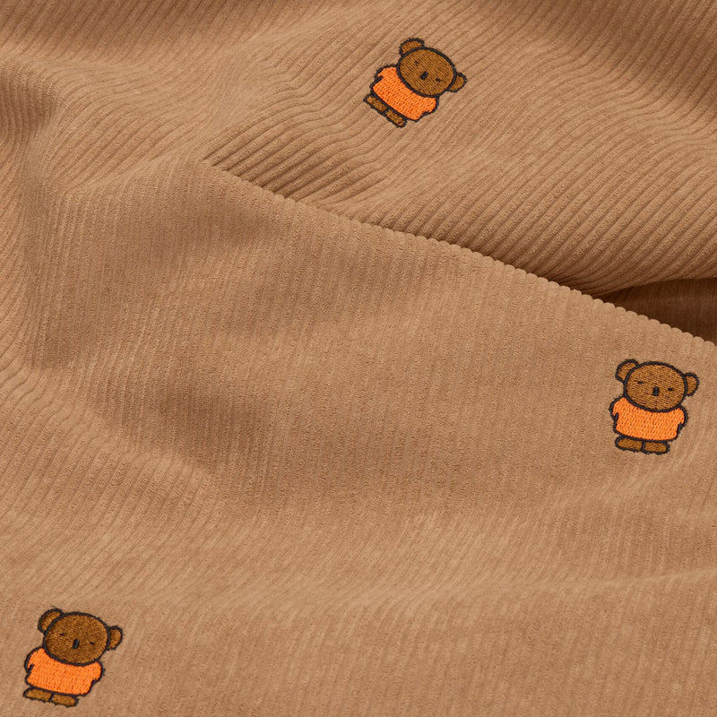 Soft indoor bean bag with embroidered Boris details and durable corduroy texture.