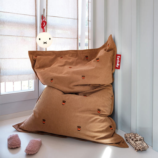 Slim Cord x Miffy bean bag combines iconic Dutch design with soft recycled corduroy comfort.