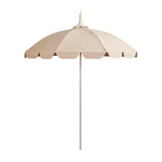 Finished in Linen, Pagoda combines vintage-inspired form, fade-resistant fabric, and a vented canopy for elegant, reliable outdoor shade.